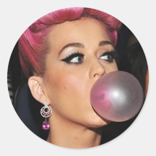 Sticker Rond Katy Perry Bubble Gum