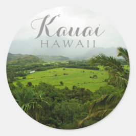 Sticker Rond Kauai, Hawaï Landscape Scene