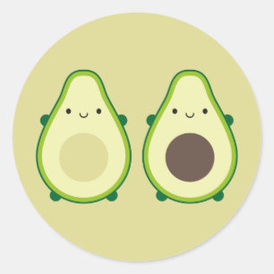 Sticker Rond Kawaii Avocado