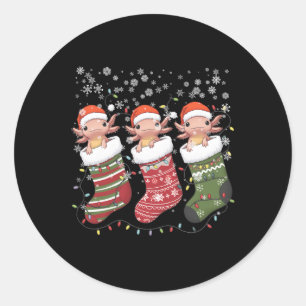 Sticker Rond Kawaii Axolotl Noël Stocker Pyjamas Noël Ani