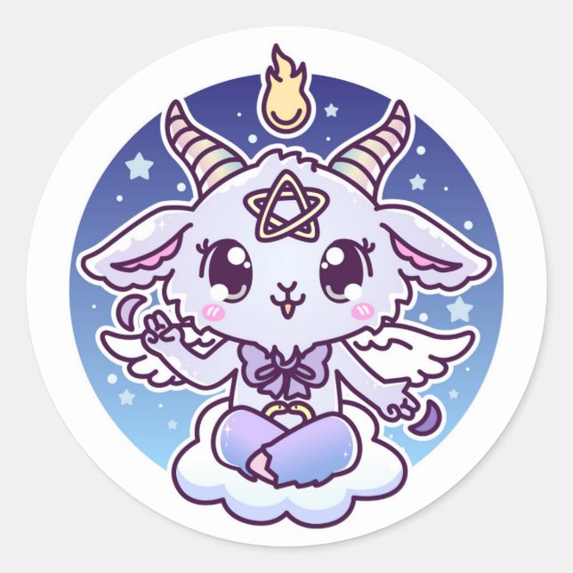 Sticker Rond Kawaii Baphomet (Devant)