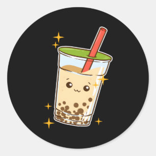 Sticker Rond Kawaii Buble Tea Boba Milk Tea Tapioca
