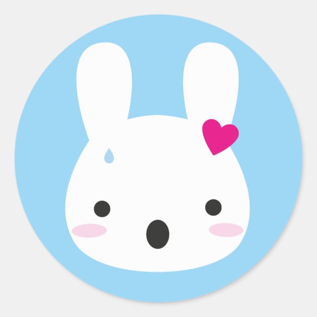 Sticker Rond Kawaii Bunny Émotions (Devant)