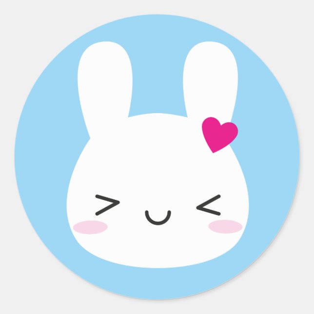 Sticker Rond Kawaii Bunny Émotions (Devant)