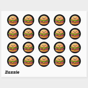 Sticker Rond Kawaii Burger Delight