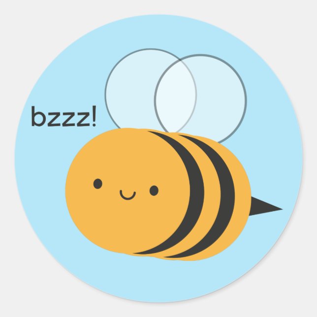 Sticker Rond Kawaii Buzzy Bumble Bee (Devant)
