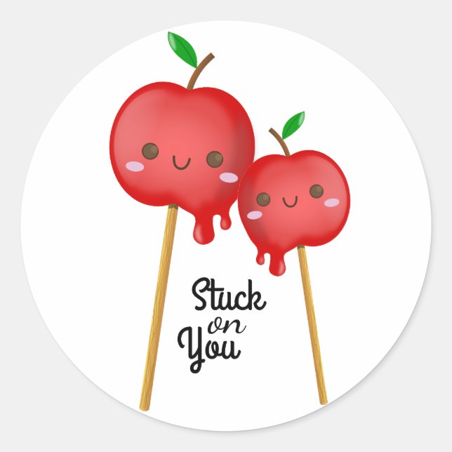 Sticker Rond Kawaii Candy Pommes Couple Costule Ensemble (Devant)