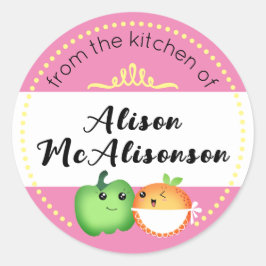 Sticker Rond kawaii cuisine de légumes mignonette boulangerie é