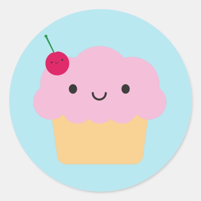 Sticker Rond Kawaii Cupcake (Devant)