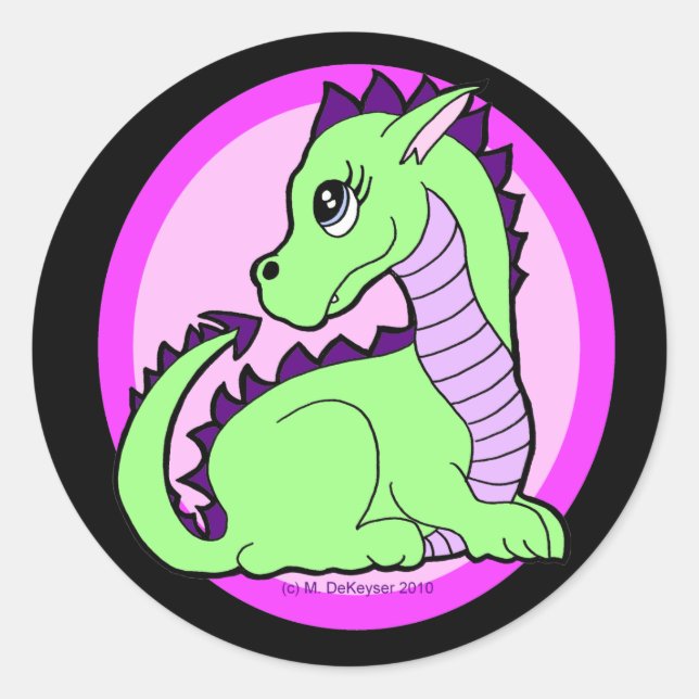 Sticker Rond Kawaii Cute Dragon (Devant)