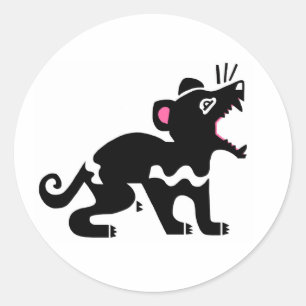 Sticker Rond Kawaii - DIABLE Tasmanien - Australie - Faune
