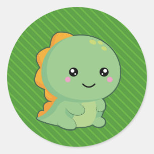 Sticker Rond Kawaii Dinosaur