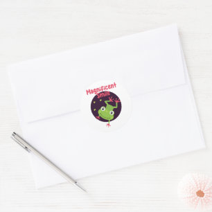 Sticker Rond Kawaii drôle mignonne grenouille heureuse souriant
