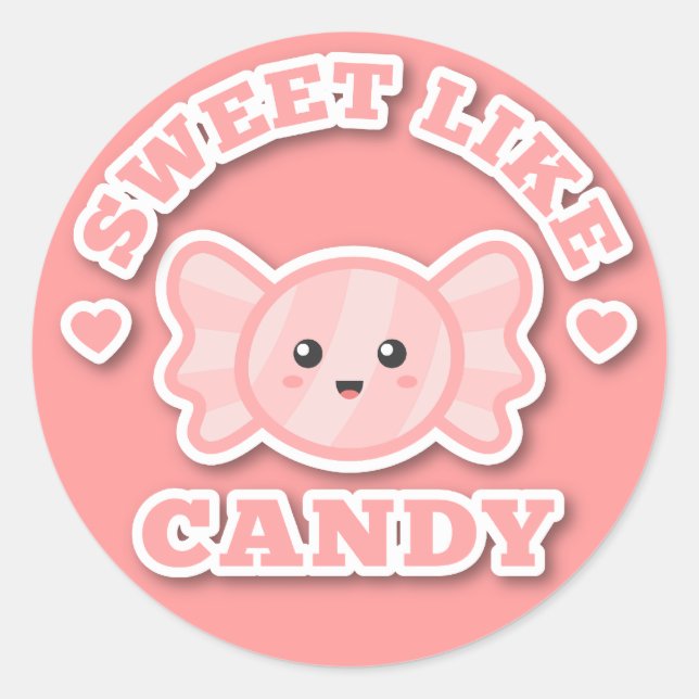 Sticker Rond Kawaii et sucré comme bonbon (Devant)
