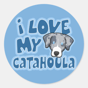 Sticker Rond Kawaii J'Aime Ma Catahoula