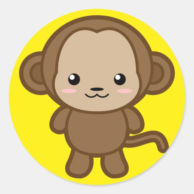 Sticker Rond Kawaii Monkey (Devant)