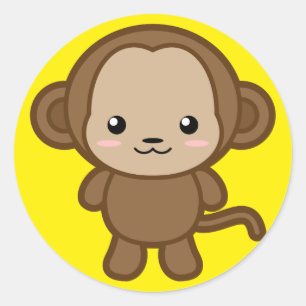Sticker Rond Kawaii Monkey