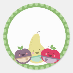 Sticker Rond kawaii pâtisserie de fruits mignonne boulangerie é