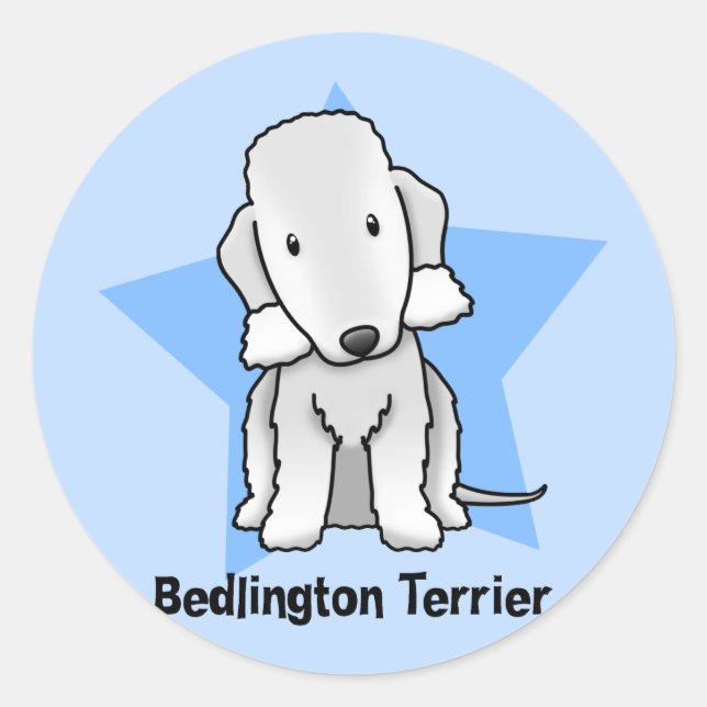 Sticker Rond Kawaii Star Bedlington Terrier (Devant)