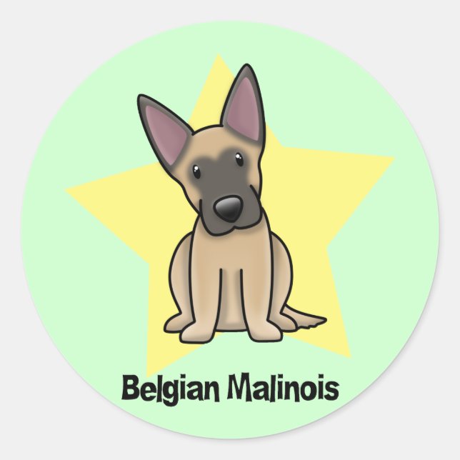 Sticker Rond Kawaii Star Belge Malinois (Devant)