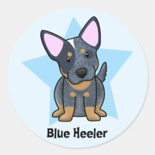 Sticker Rond Kawaii Star Blue Heeler