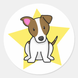 Sticker Rond Kawaii Star Jack Russell Terrier
