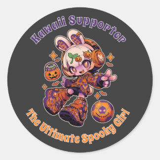 Sticker Rond Kawaii Supporter Halloween Anime Girl Soccer 