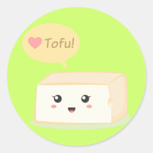 Sticker Rond Kawaii tofu demande aux gens d'aimer le tofu