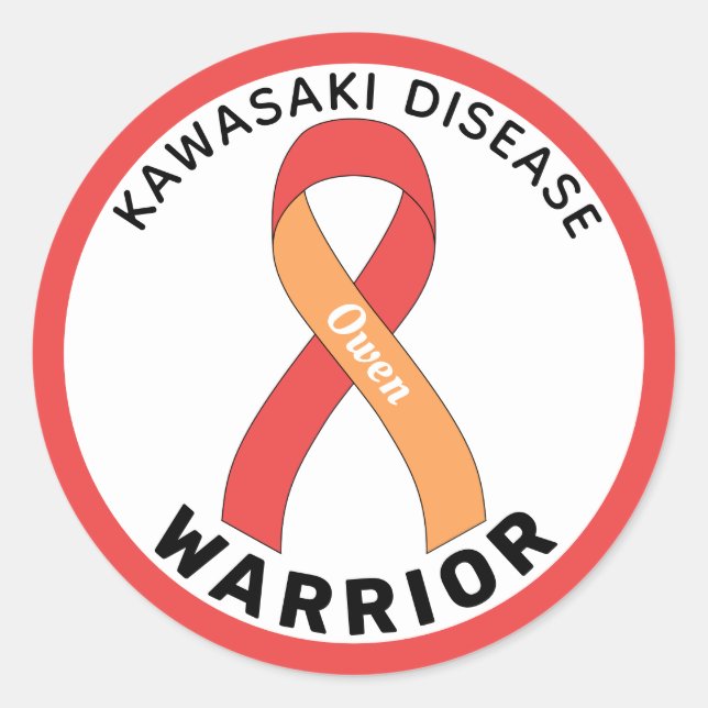 Sticker Rond Kawasaki Maladie Guerrier Ruban blanc (Devant)