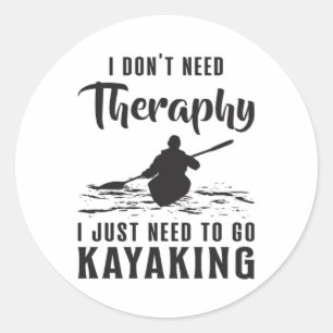 Sticker Rond Kayak Canoë Kayak Canoë Thérapie Idée cadeau