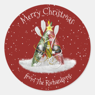 Sticker Rond Kayak Christmas Tree kayaks pagaies personnalisées