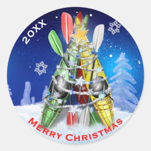 Sticker Rond Kayak Christmas Tree personnalisé