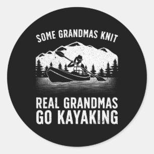 Sticker Rond Kayak Cool Pour Grand-mère Maman Kayakiste Bateau