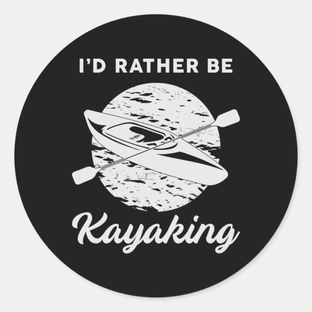 Sticker Rond Kayak Kayak Canoë Canoë Paddle Drôle Cadeau (Devant)