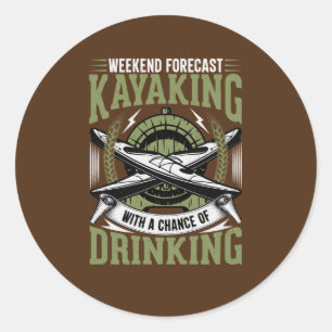 Sticker Rond Kayaking avec une chance de boire