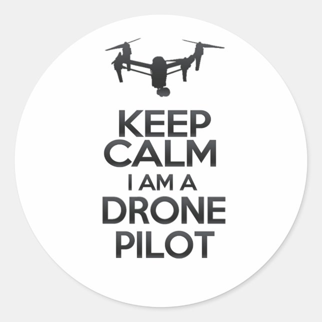 Sticker Rond Keep Calm I Am Drone Pilot (Devant)