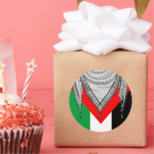 Sticker Rond Keffiyeh Écharpe palestinienne tissu traditionnel