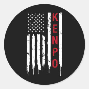 Sticker Rond Kenpo Karate Drapeau Américain Pour Femmes Hommes