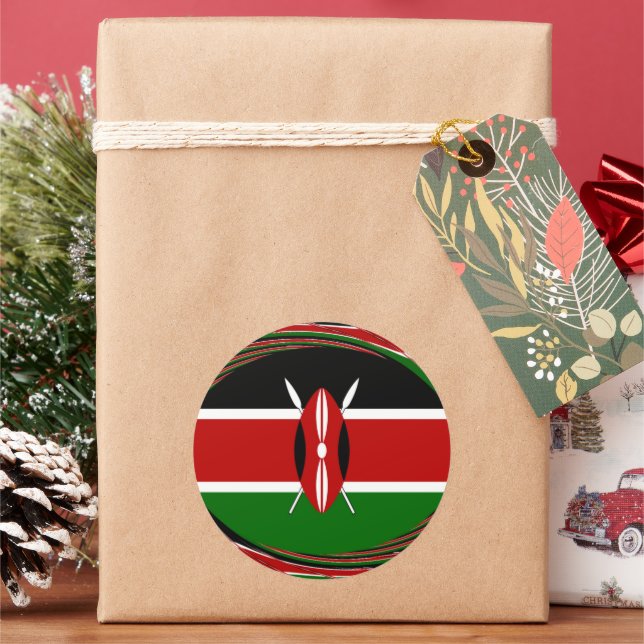 Sticker Rond Kenya Drapeau Art - Patriotique & Design Moderne (vacances)