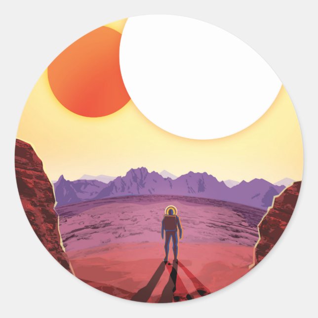 Sticker Rond Kepler Space Voyage Destination Planète Aventure (Devant)