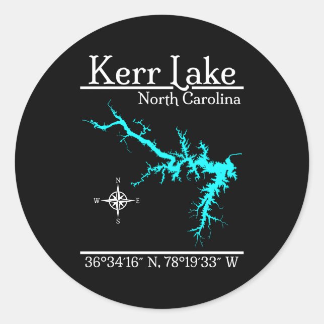 Sticker Rond Kerr Lake Caroline du Nord (Devant)