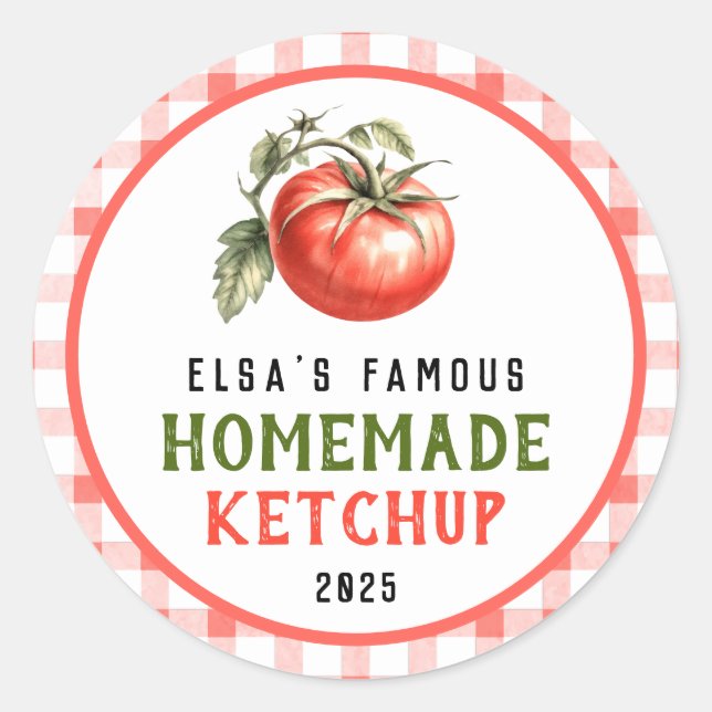Sticker Rond Ketchup de tomate fait maison avec look de ferme d (Devant)