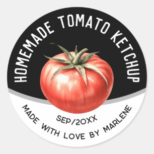 Sticker Rond Ketchup de tomate fait maison modifiable avec toma