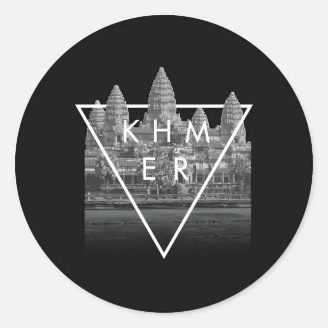 Sticker Rond Khmer Cambodgien esthétique Angkor Wat (Devant)