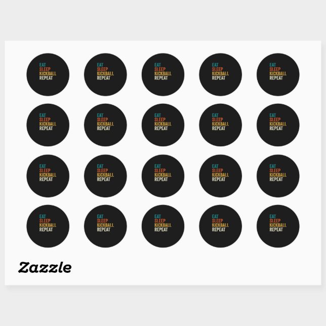 Sticker Rond Kickball Eat Sleep Kickball Repeat (Feuille)