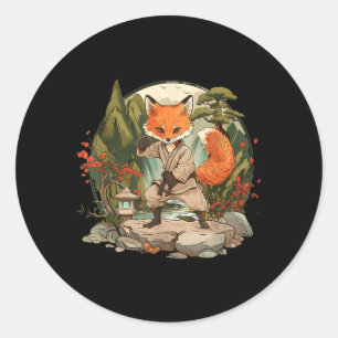 Sticker Rond Kickboxing Fox Arts Martiaux Karaté Jiu-Jitsu Mma