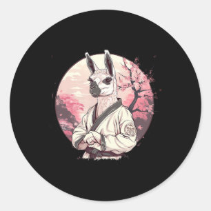Sticker Rond Kickboxing Lama Arbre Sakura Taekwondo Judo Mma Al