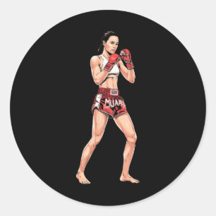 Sticker Rond Kickboxing Stance Thai Boxing A Muay Thai Fighter