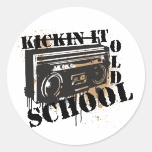 Sticker Rond Kickin It Old School