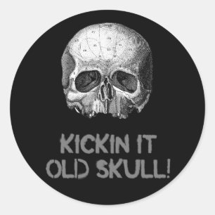 Sticker Rond Kickin it Old Skull